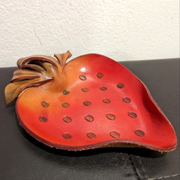 Other - NWOT Candles in the rain Handcrafted Genuine Leather Strawberry Tray